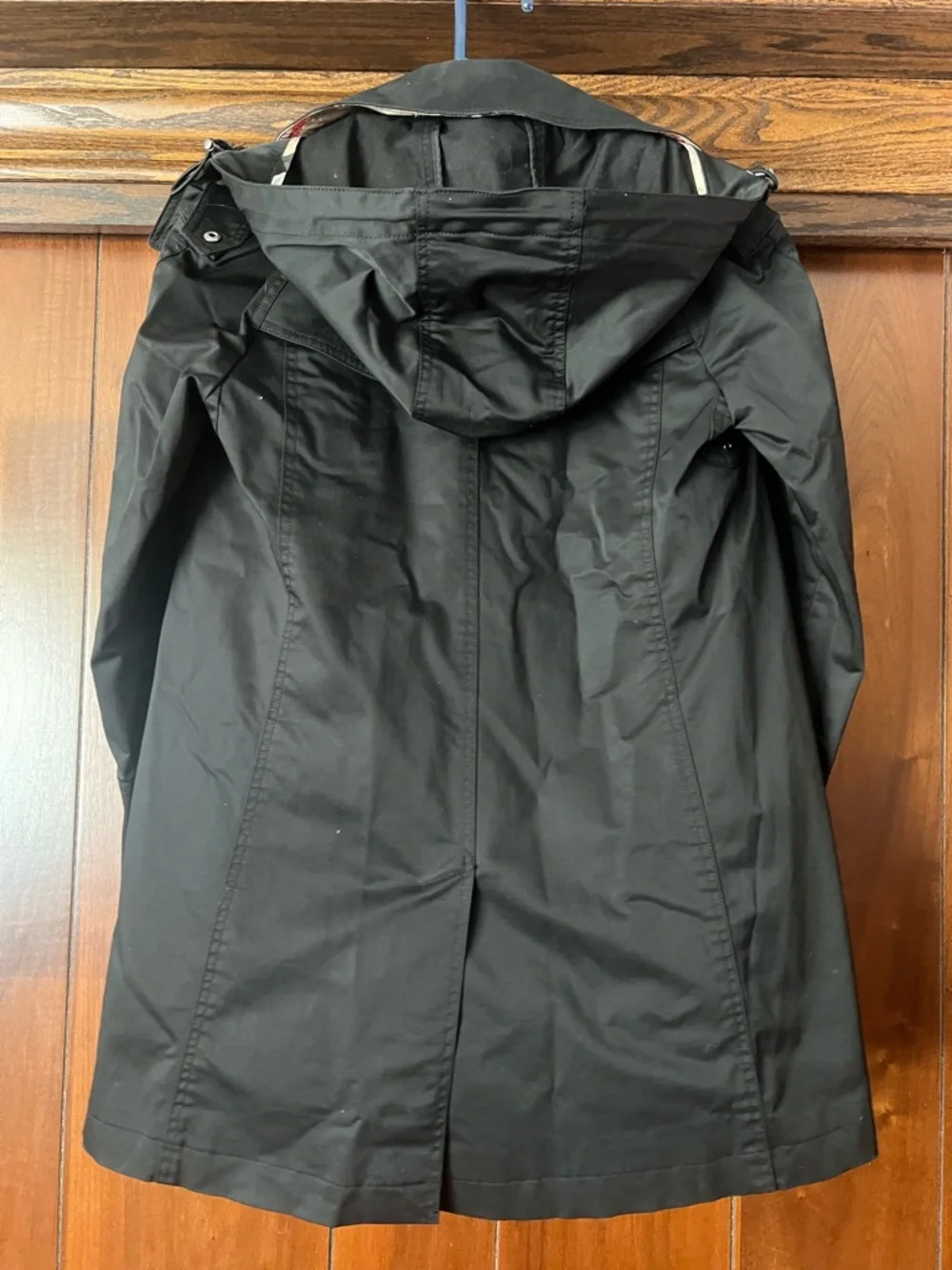 Burberry Brit Black Trench Coat with Signature Check Lining - Picture 2 of 9